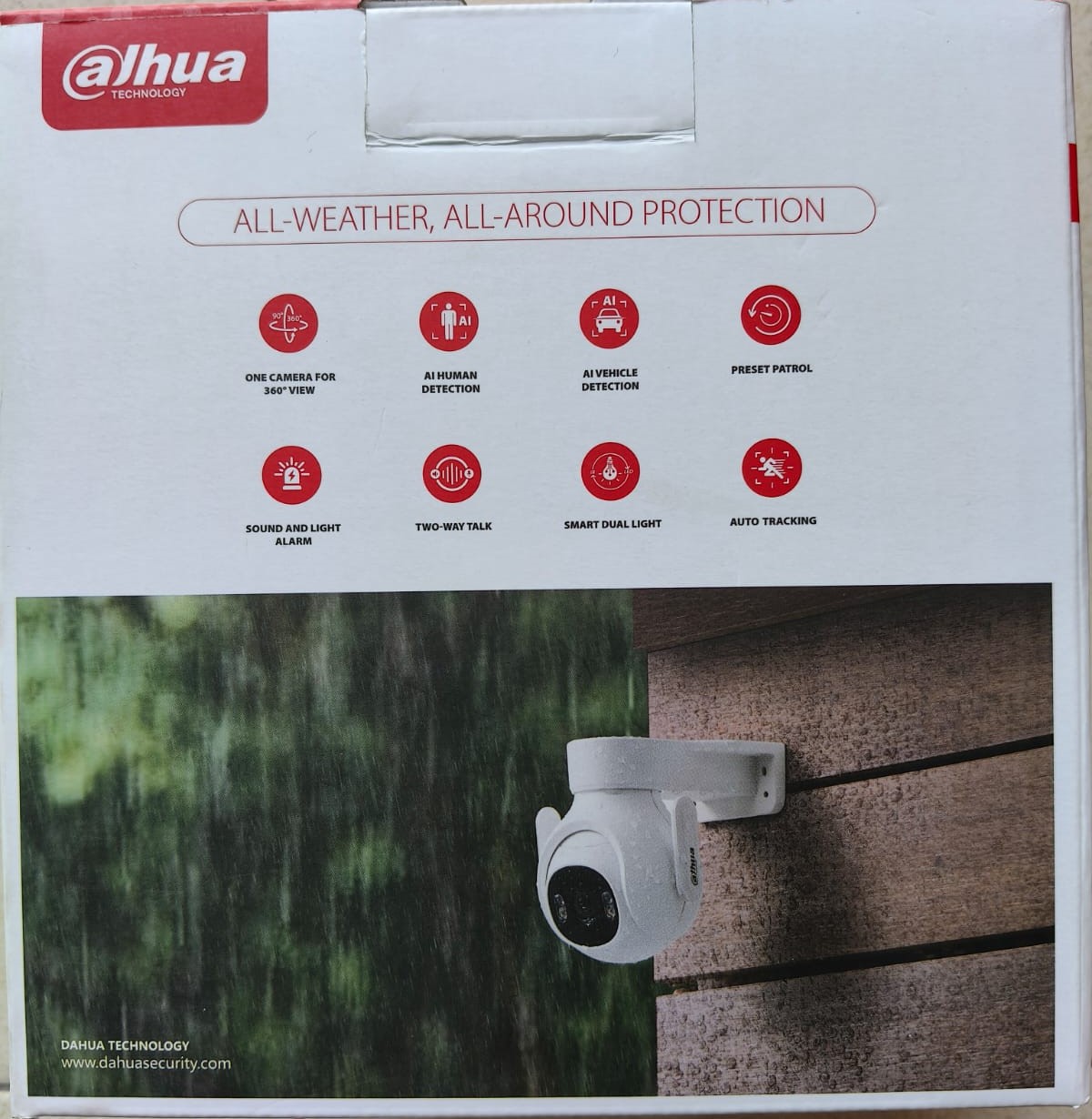 Dahua Cámara Ip Pt Wifi Resolución De 3mp Detección De Humanos Y Vehículos Por Ai Audio Bidireccional Wifi 6 Protección Ip65 Ranura Para Microsd Visión 360 Visión Nocturna Color Blanco